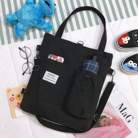 Square Canvas Bag Lady With One Shoulder Slung (Option: Black)