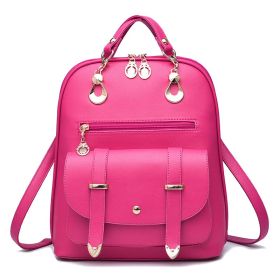 Female bag fashion PU leather dual-use backpack (Option: Rose Red)